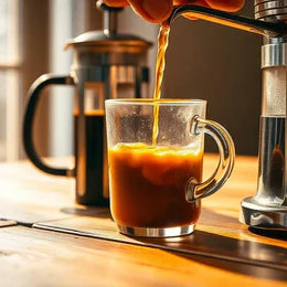 pouring-french-press-coffee-glass-cup